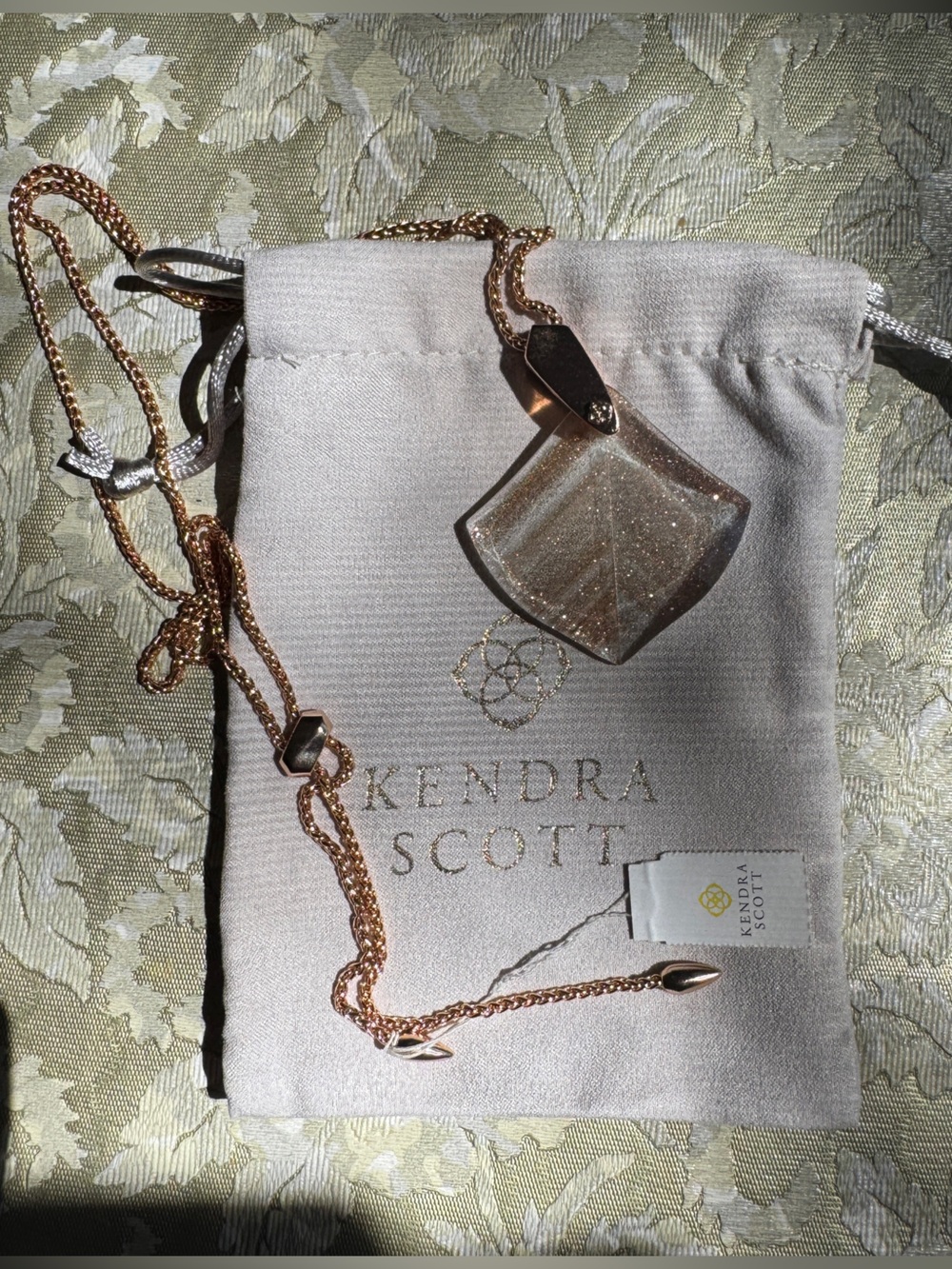 Kendra Scott Aislinn Rose Gold Glitter Pendant Necklace